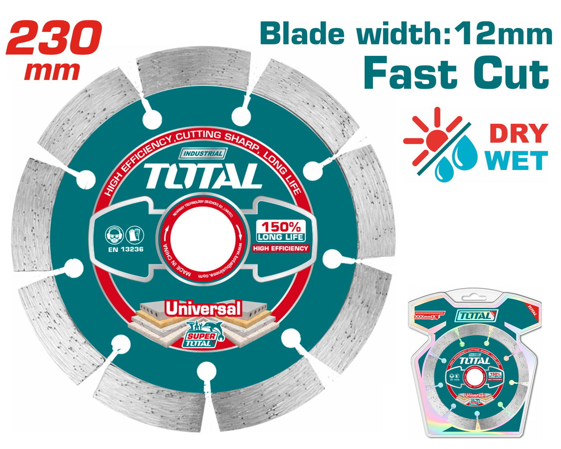 TOTAL Dry Diamond Cutting Disc 230mm for Tiles & Concrete