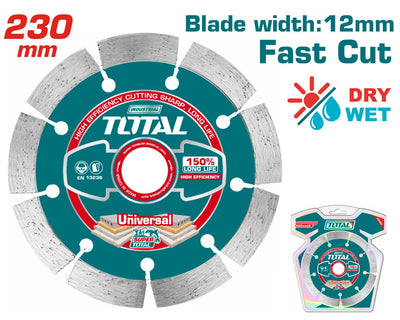 TOTAL Dry Diamond Cutting Disc 230mm for Tiles & Concrete