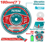 TOTAL Ultra Thin Diamond Cutting Disc with Flange 180×22.2mm – Diamond Blade for Stone, Concrete & Tile (TAC2151801)