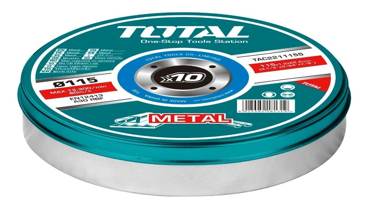 TOTAL 10Pcs Abrasive metal cutting disc set 4.5" (TAC2211155)