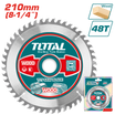 TOTAL TCT Saw Blade 210mm – 48T Wood Cutting Blade for Mitre Saw (TAC231522)