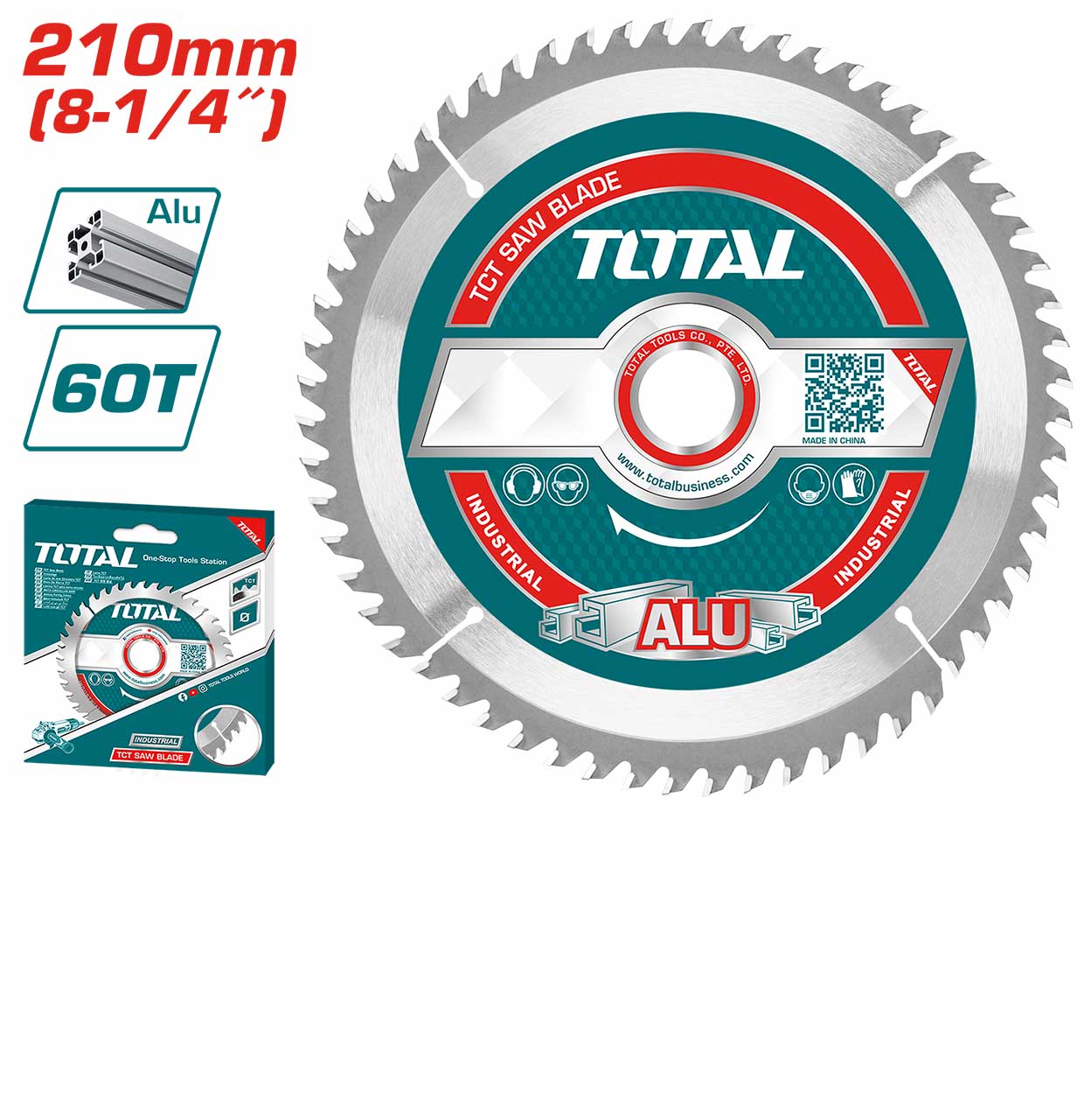 TOTAL 210mm TCT Saw Blade for Aluminum (8.25") | TAC233523