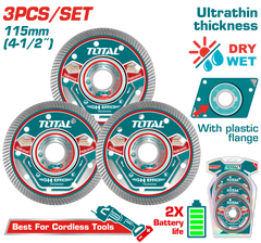 TOTAL Diamond Disc Set for Cordless Angle Grinder – 3 Pcs 115mm / 4.5" (TAC511153)
