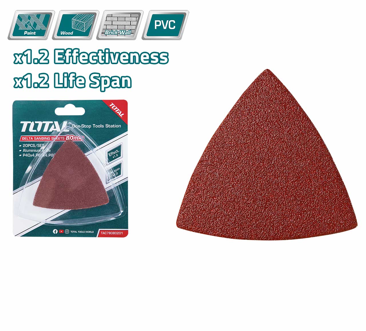 TOTAL Delta Sanding Sheets 20pcs – TAC78080201