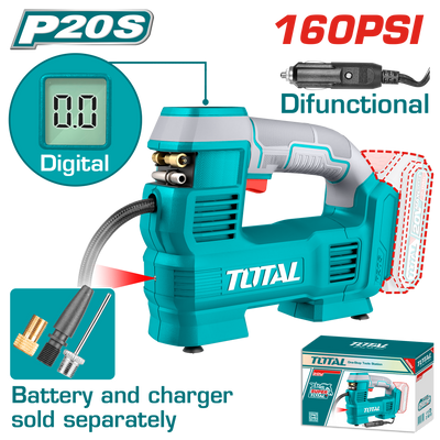 TOTAL Cordless Auto Air Compressor 20V | 160 PSI - Without Battery & Charger (TACLI2012)