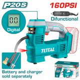 TOTAL Cordless Auto Air Compressor 20V | 160 PSI - Without Battery & Charger (TACLI2012)