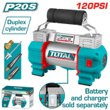 TOTAL Cordless Auto Air Compressor 20V – 120 PSI – Dual Cylinder (TACLI2026)