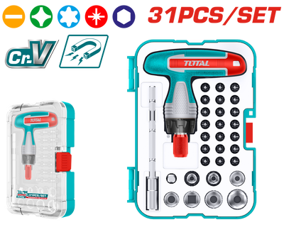TOTAL 31 Pcs T-Handle Wrench Screwdriver Set (TACSD30316)