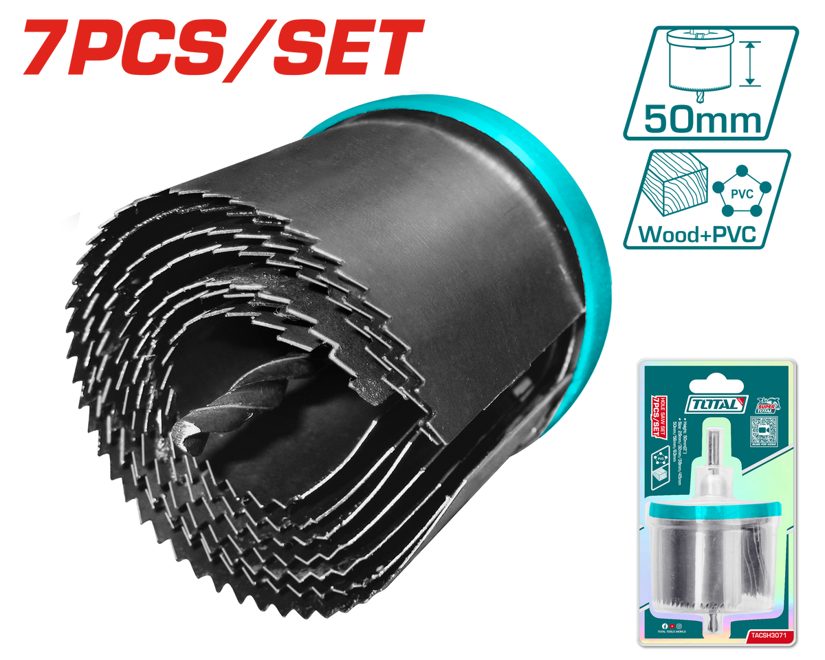 TOTAL 7 Pcs Hole Saw Set 26-63mm (TACSH3071)