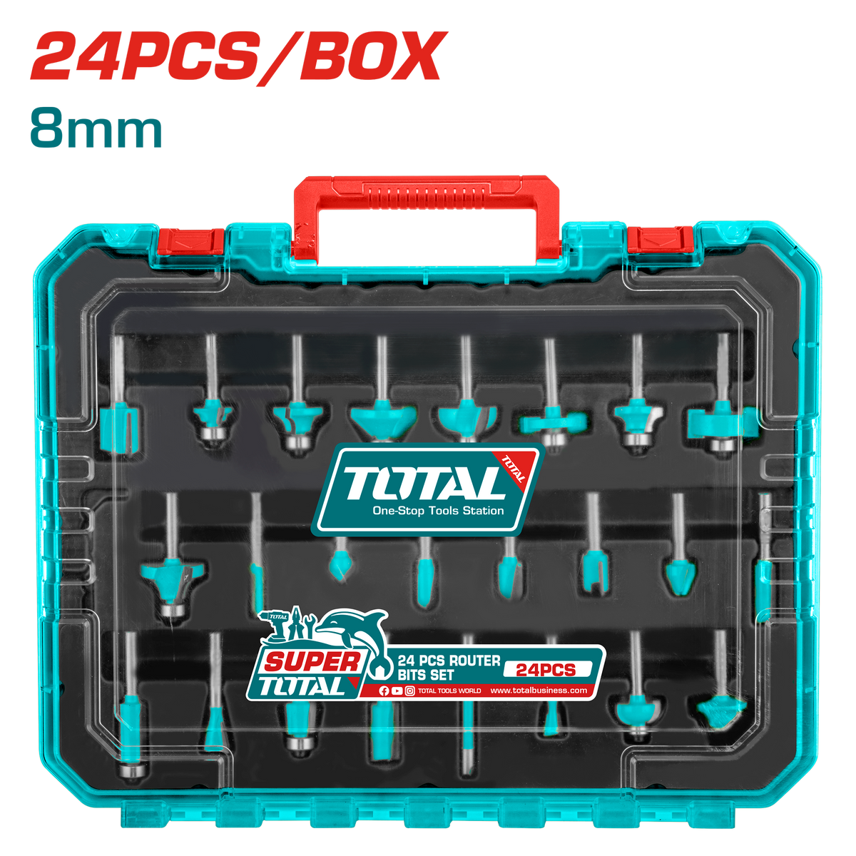 TOTAL 24PCs Router Bits Set 8mm (TACSR12408)