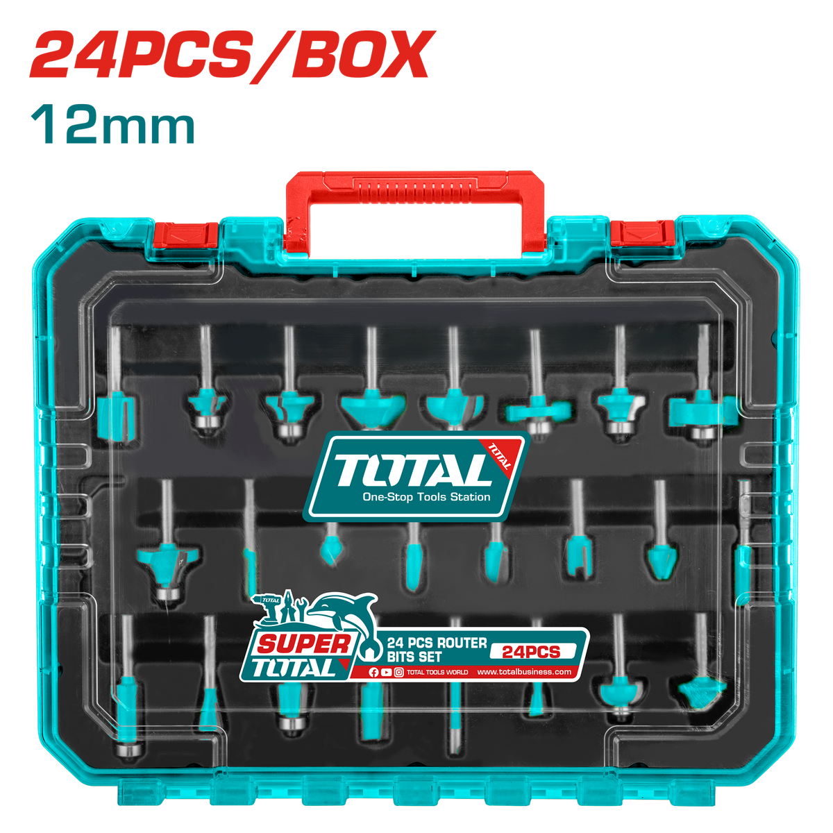 TOTAL 24PCs Router Bits Set 12mm (TACSR12412)