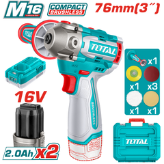 TOTAL Cordless Polisher – 16V Brushless, Variable Speed, 3" | 76mm Pad (TAPLI1676)