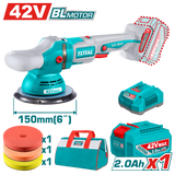 TOTAL Cordless Polisher 42V Brushless 150mm | 6" with Variable Speed & Accessories (TAPLI42151)