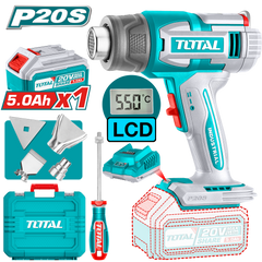 TOTAL Cordless Heat Gun 20V with LCD Display and Accessories (TBLI20035)
