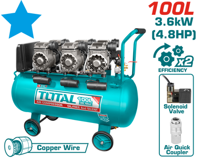 TOTAL Air Compressor 100L - 3.6kW | 4.8HP (TCS3361008)