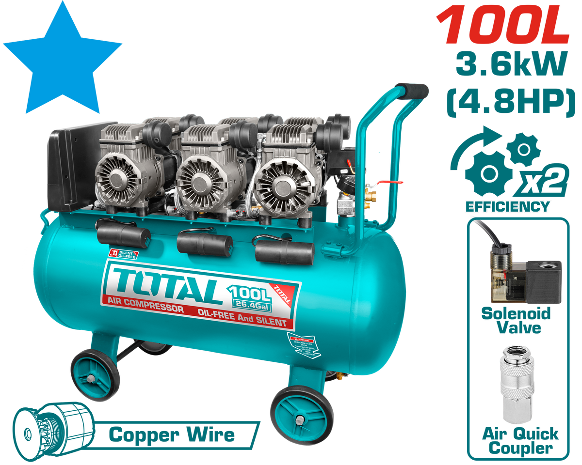 TOTAL Air Compressor 100L - 3.6kW | 4.8HP (TCS3361008)
