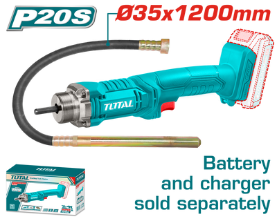 TOTAL Cordless Concrete Vibrator 20V – Portable Concrete Compaction Tool - Battery & Charger Sold Separately (TCVLI202301)
