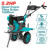 TOTAL Diesel Tiller 5.2HP – Diesel Garden Cultivator (TDC12006)