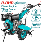 TOTAL Diesel Tiller – 9HP Gear-Driven Cultivator, Electric & Recoil Start (TDC13501D)