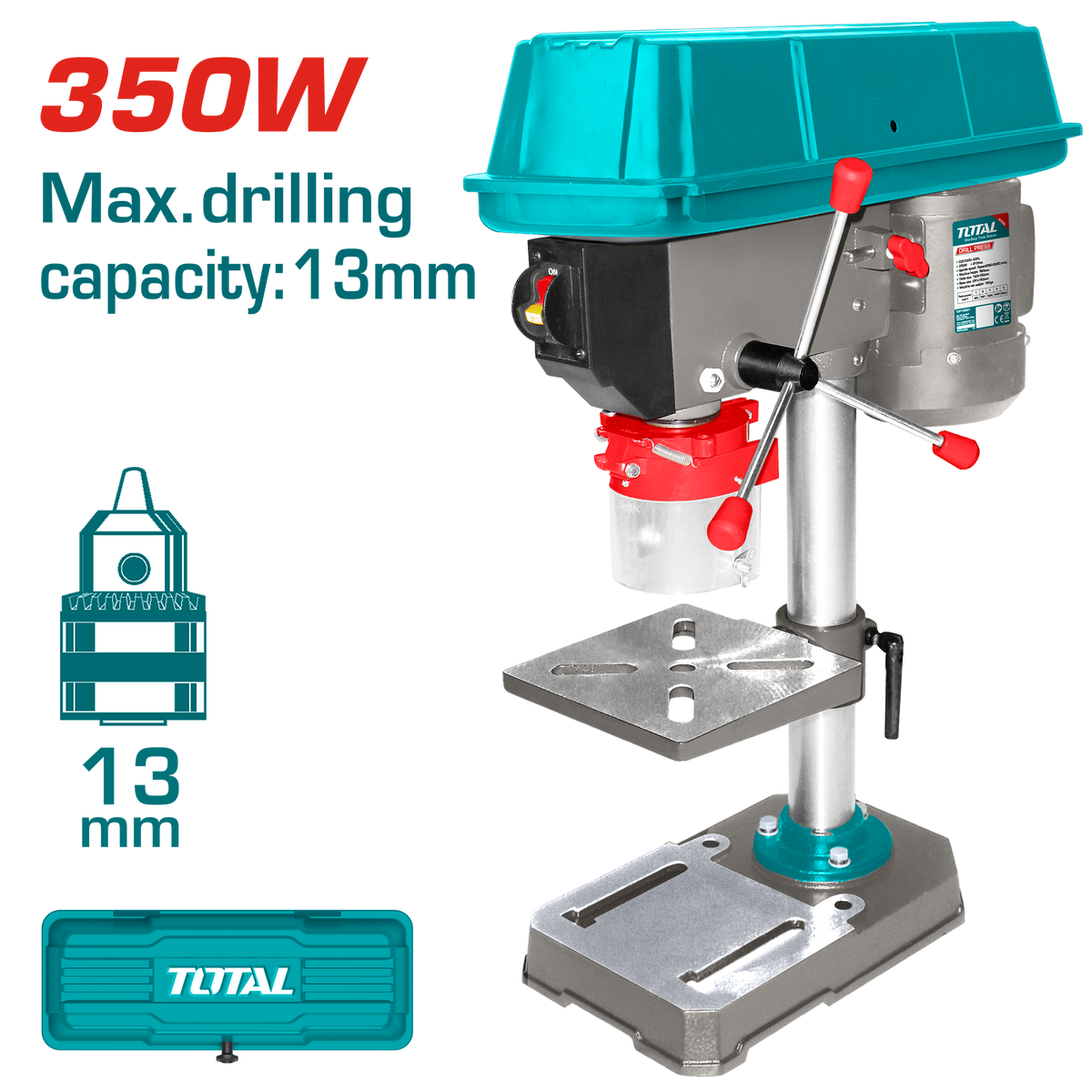 TOTAL Drill Press 350W – 13mm Capacity, 5-Speed Adjustment (TDP133501)