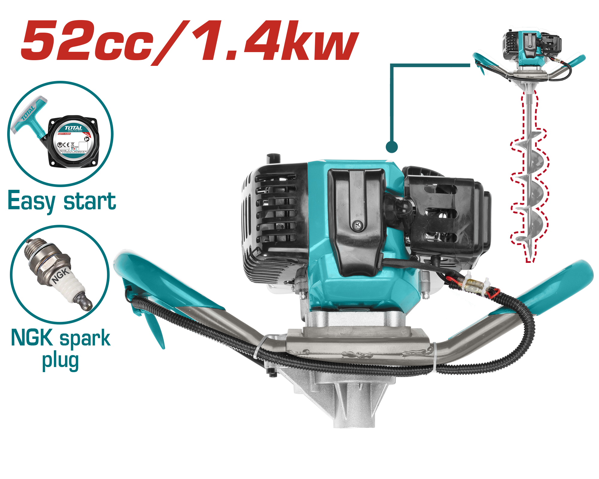 Total 52cc Petrol Earth Auger (TEA55221-1) – Power & Efficiency