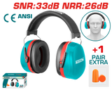 TOTAL Industrial Safety Earmuffs – 33dB SNR / 26dB NRR with Earplugs (TEM3328)