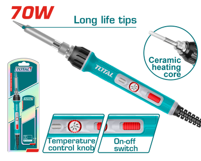 TOTAL Electric Soldering Iron – 70W Adjustable Temperature (TET01606)