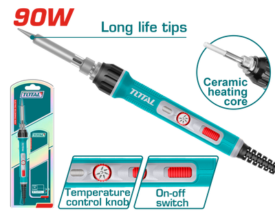 TOTAL 90W Electric Soldering Iron – Adjustable Temperature with Stand (TET01608)