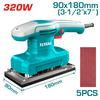 TOTAL 320W Finishing Sander – 90×180mm Aluminum Base