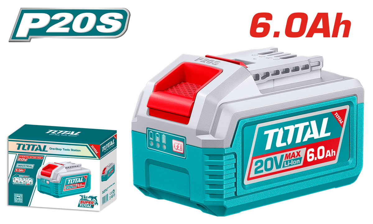 TOTAL Lithium-Ion Battery Pack – 20V Max – 6.0Ah – P20S Series (TFBLI2060)