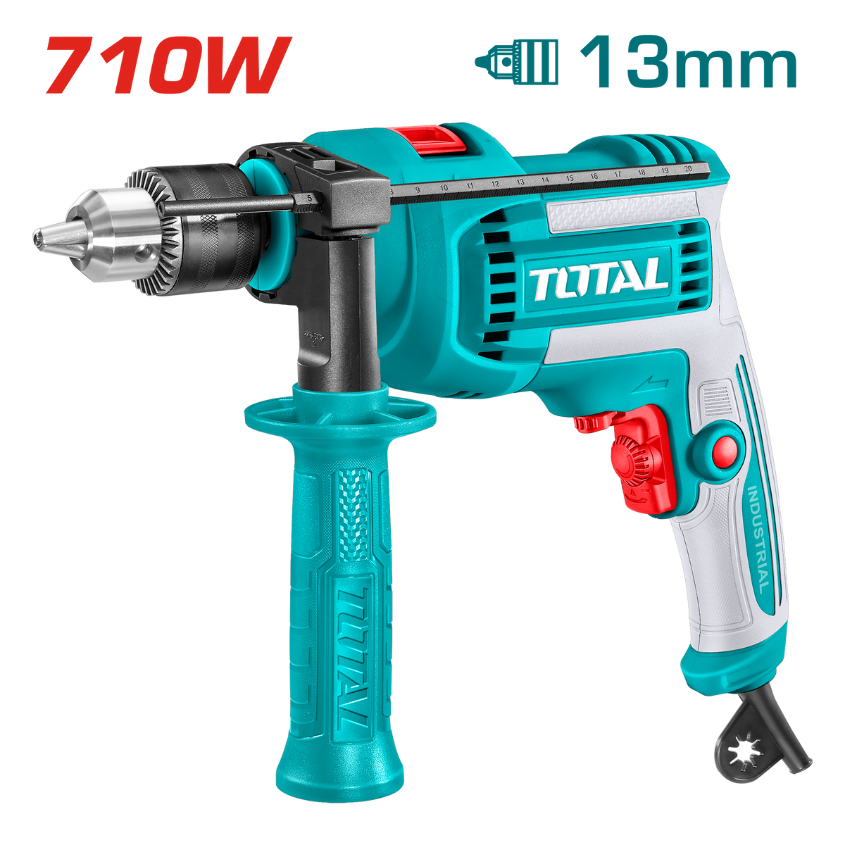 TOTAL Impact Drill 710W – 13mm Capacity with Variable Speed & Hammer Function (TG1071366)