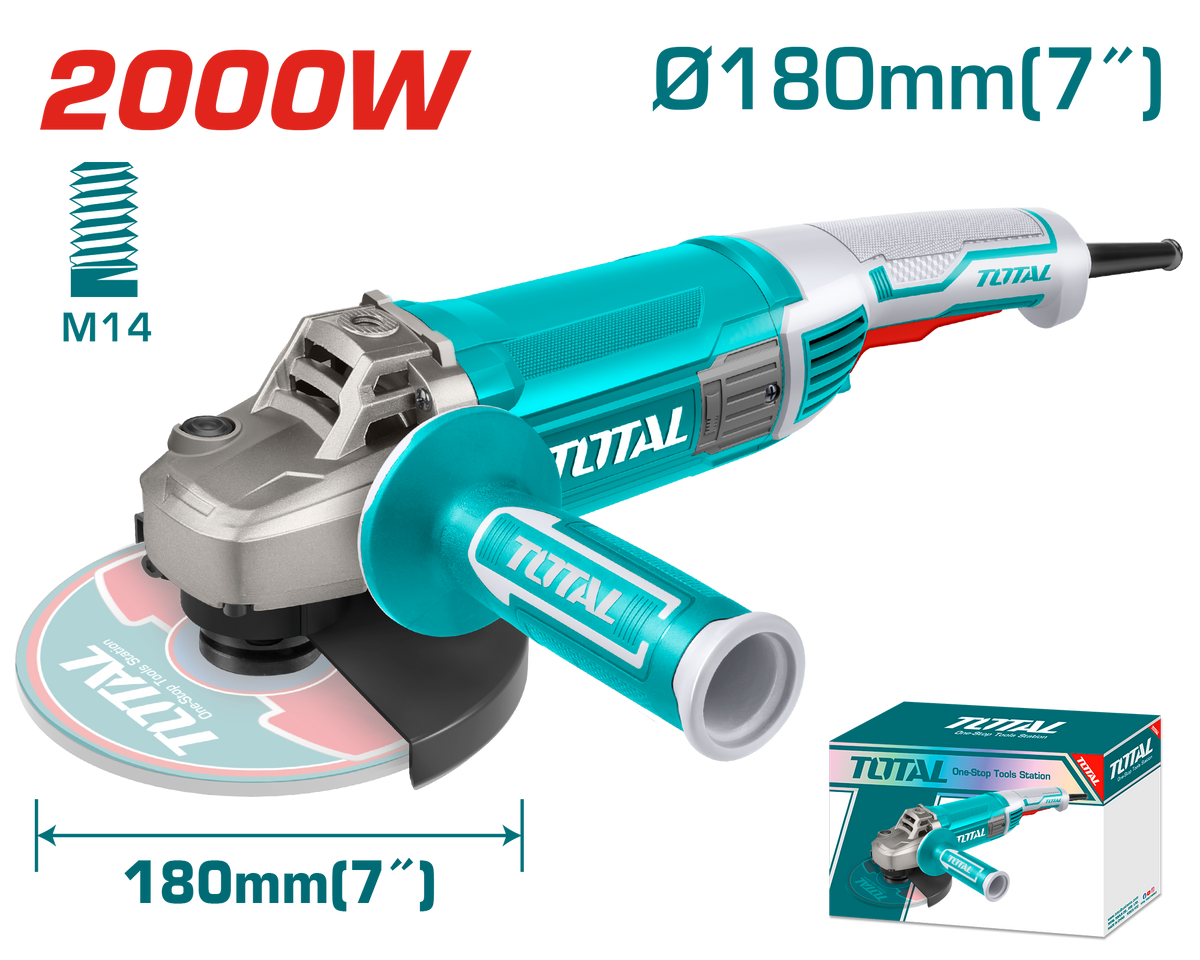 TOTAL Angle Grinder 2000W – 180mm | 7" Heavy Duty Grinder (TG12018026)