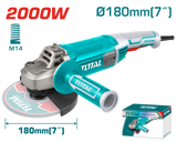 TOTAL Angle Grinder 2000W – 180mm | 7" Heavy Duty Grinder (TG12018026)