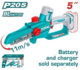 TOTAL Cordless Pruner Saw 20V – Brushless Mini Chain Saw 5" (TGSLI2056)