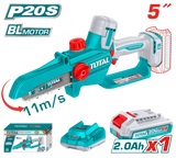 TOTAL 20V Cordless Pruner Saw 5" Brushless – Compact Chainsaw with 2.0Ah Battery (TGSLI20561)