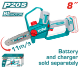 TOTAL Cordless Pruner Saw 20V Brushless –20cm | 8" Bar - Battery & Charger Sold Separately (TGSLI2088)