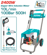 TOTAL High Pressure Washer for Commercial Use 2400W – 100 Bar Heavy Duty Cleaner (TGT11176)