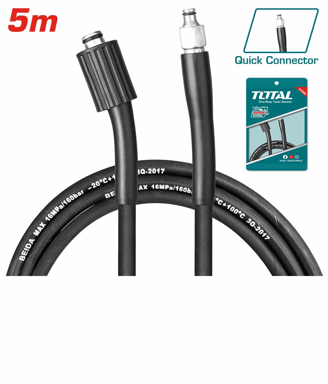 TOTAL 5m High Pressure Hose PVC – Durable & Flexible