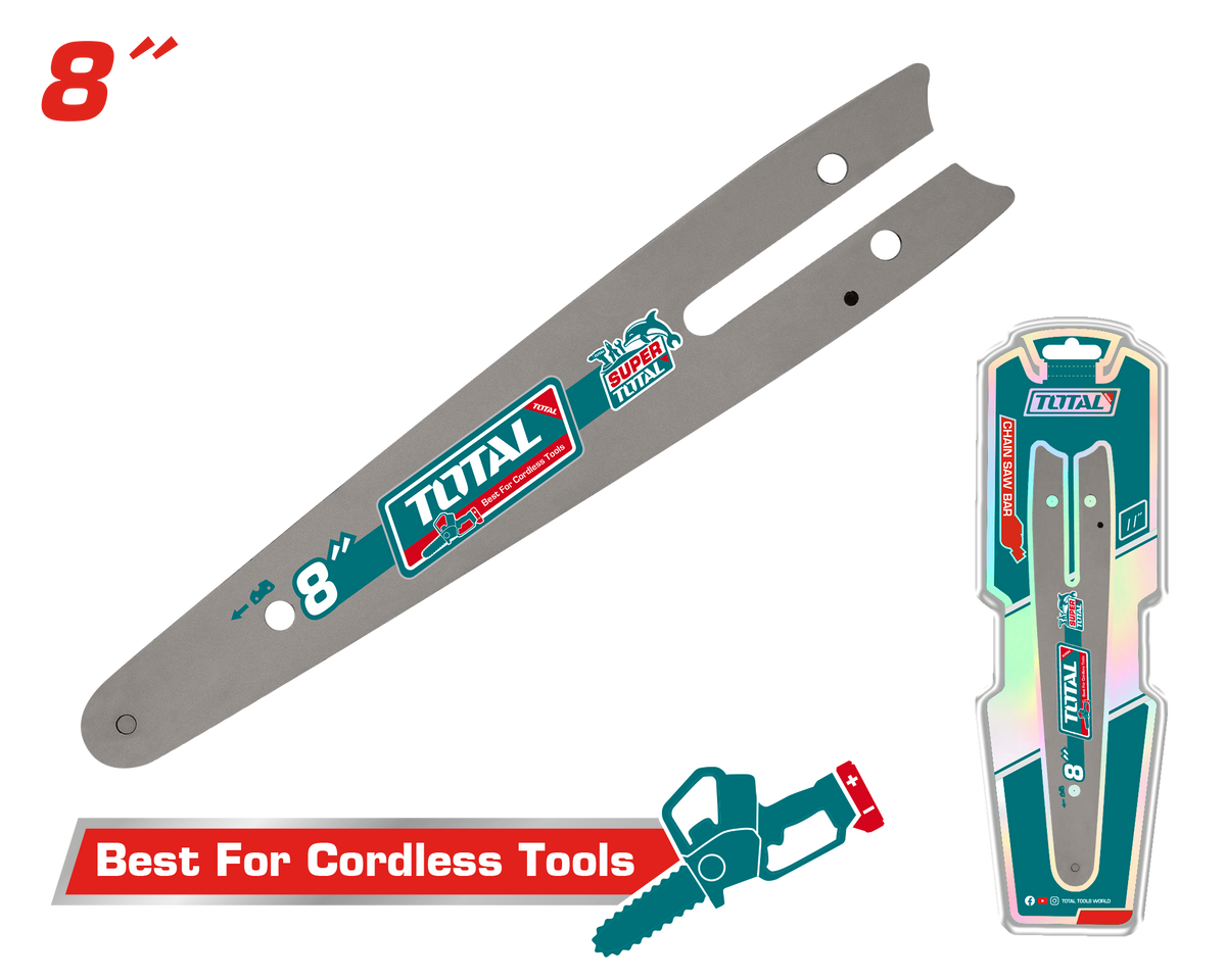 TOTAL Chain Saw Bar 8" – Replacement Guide Bar for Cordless Chain Saws (TGTSB50818)