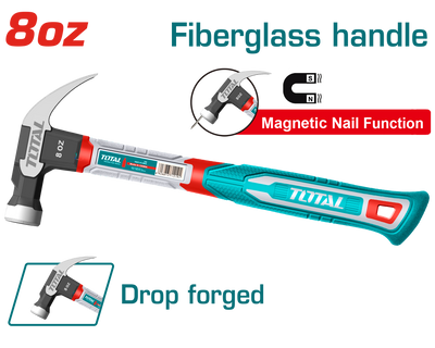 TOTAL Claw Hammer with Magnetic Nail Function 220g | 8oz (THCH61008)