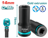 TOTAL 1/2" DR. Deep Impact Socket 14mm – CrMo Heavy Duty Socket (THDIS12142L)