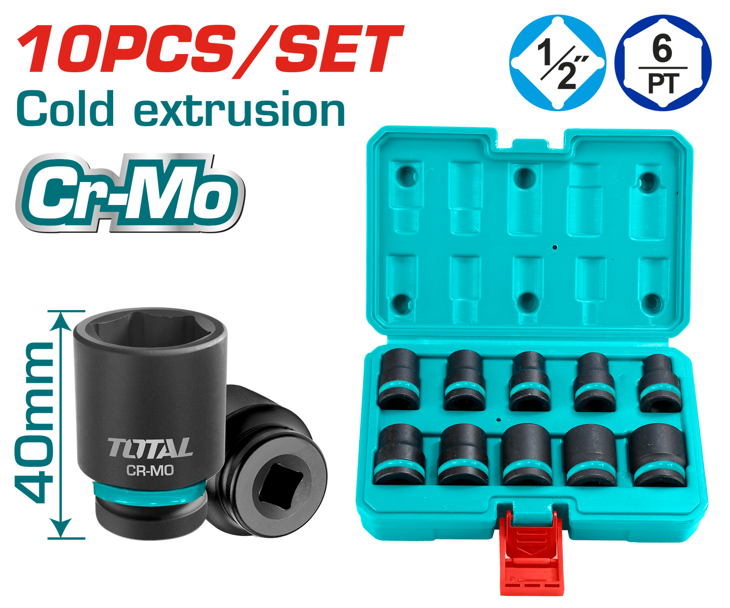 Total 10-Piece 1/2" Socket Set (THISTD12101)
