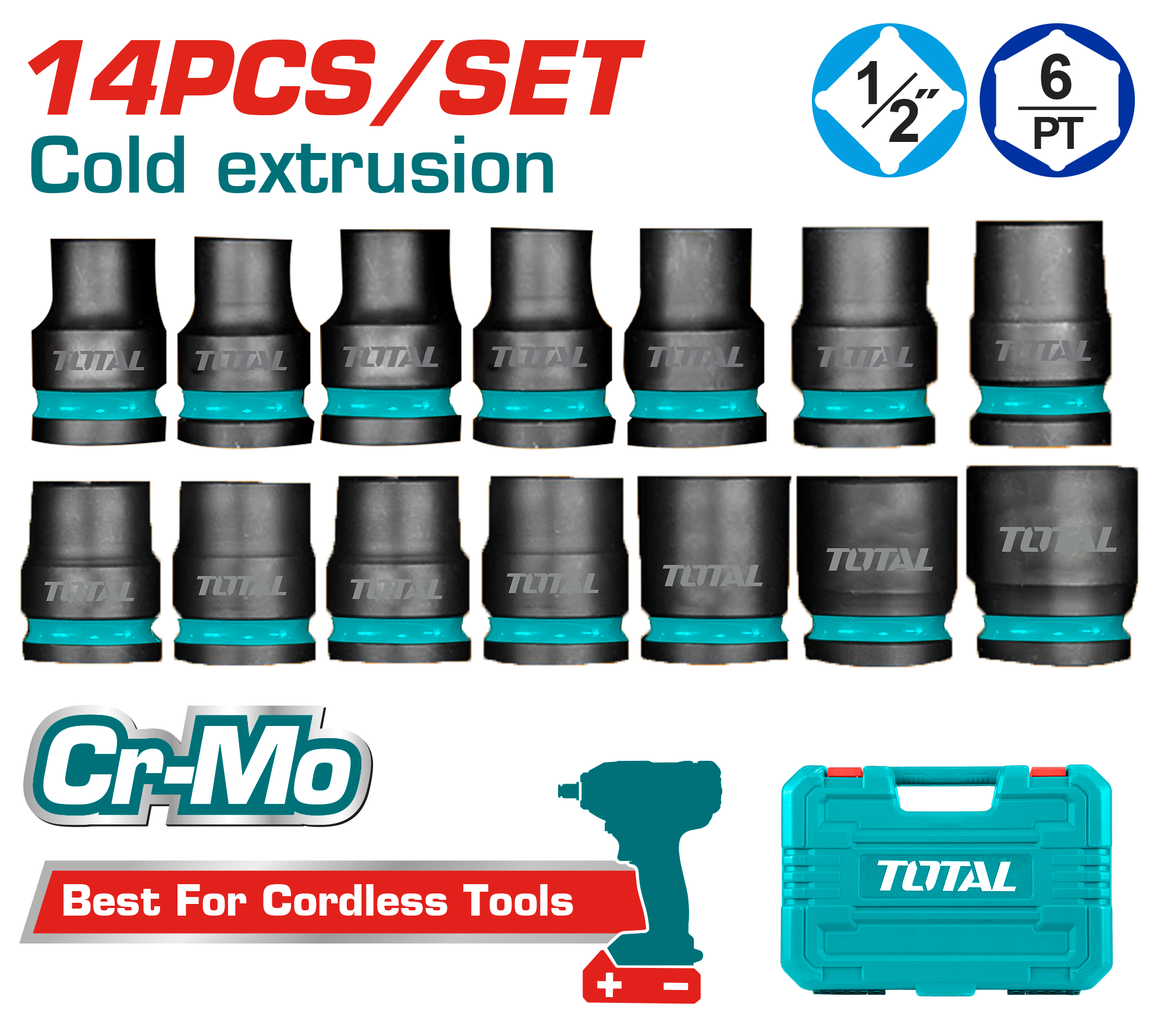 Total 14-Piece 1/2" Socket Set (THISTD12141)