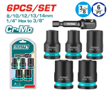 TOTAL 6 Pcs 3/8"DR Impact Socket Set – Cr-Mo, Heat Treated (THKISD38062)