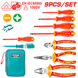 TOTAL 9 Pcs Insulated Hand Tools Set – VDE Electrical Tool Kit with Canvas Bag (THKIST3092)