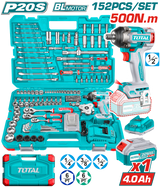 TOTAL 20V Cordless Impact Wrench Set 500Nm – 152 Pcs