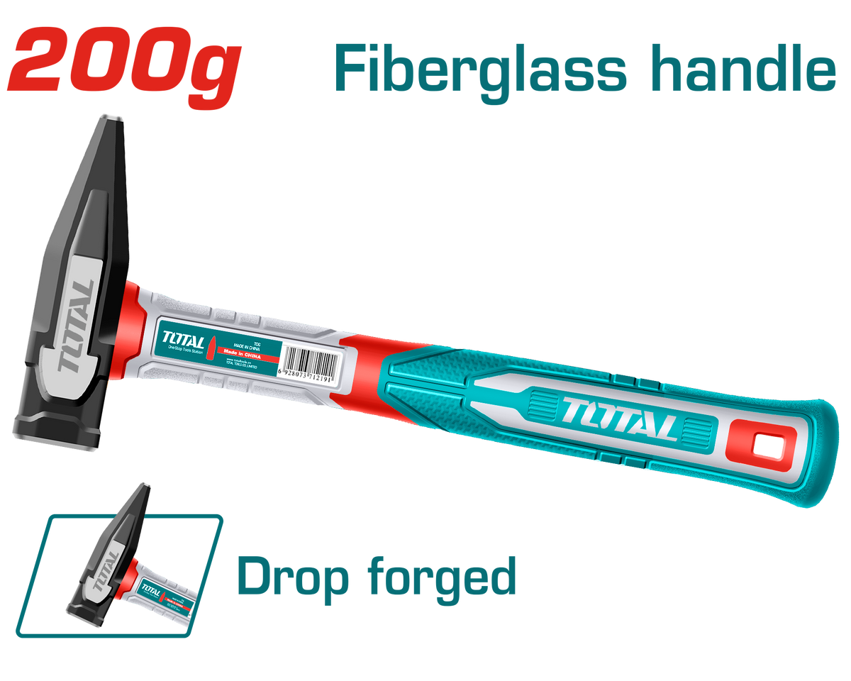 TOTAL Machinist Hammer with Fiberglass Handle 200g (THMH62200)