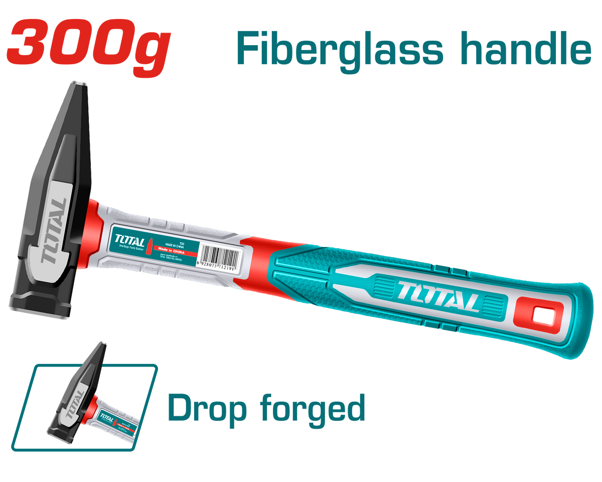 TOTAL Machinist Hammer with Fiberglass Handle 300g (THMH62300)