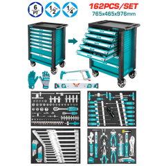 TOTAL 162 Piece Complete Tool Cart (THPTCS71621)