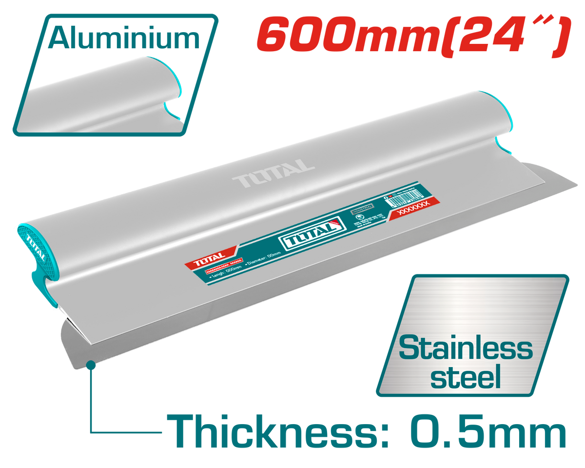 TOTAL Drywall Skimming Blade 600mm | 24" – Stainless Steel with Aluminum Handle (THSCL02401)